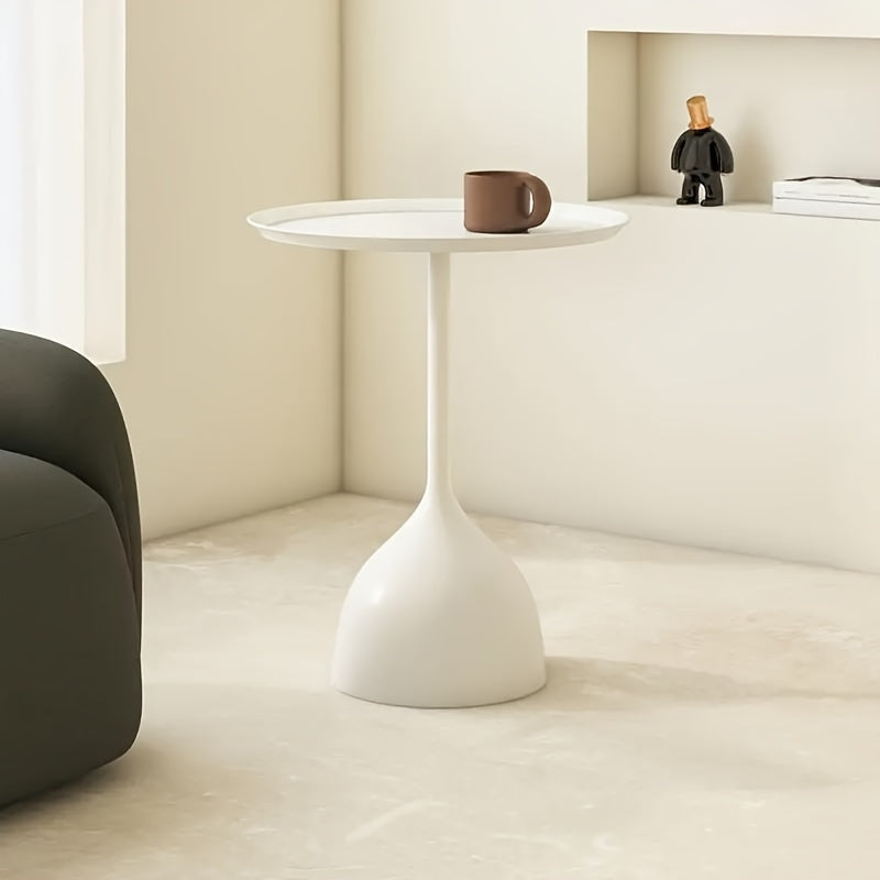 40cm Diameter Modern Nordic Small Coffee Table, Minimalist Cast Iron Side Table with Space-Saving Pedestal Base Metal Frame, No Electricity Needed for Living Room,