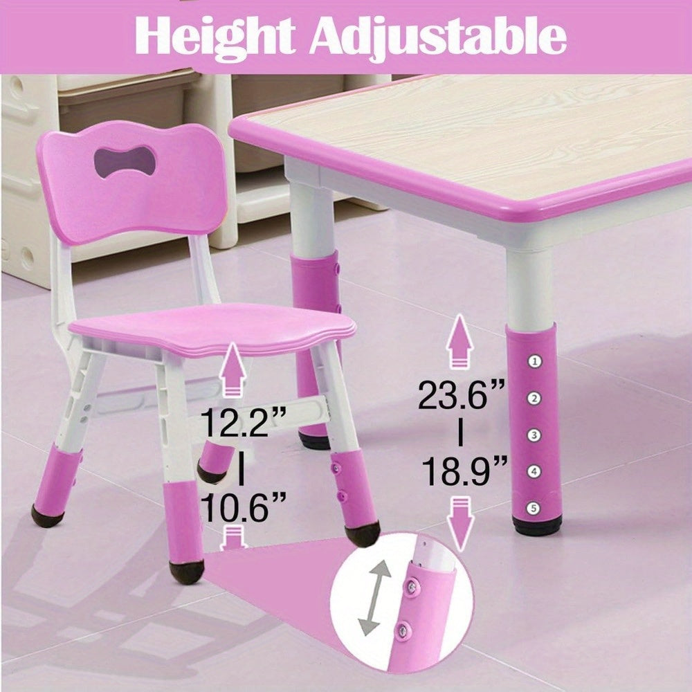 7pcs Table and Chair Set, Height-adjustable Table with 6 Chairs for Multi-purpose Study Table with Non-slip Legs, Doodle Tabletop, Suitable for Home\u002F daycare Center