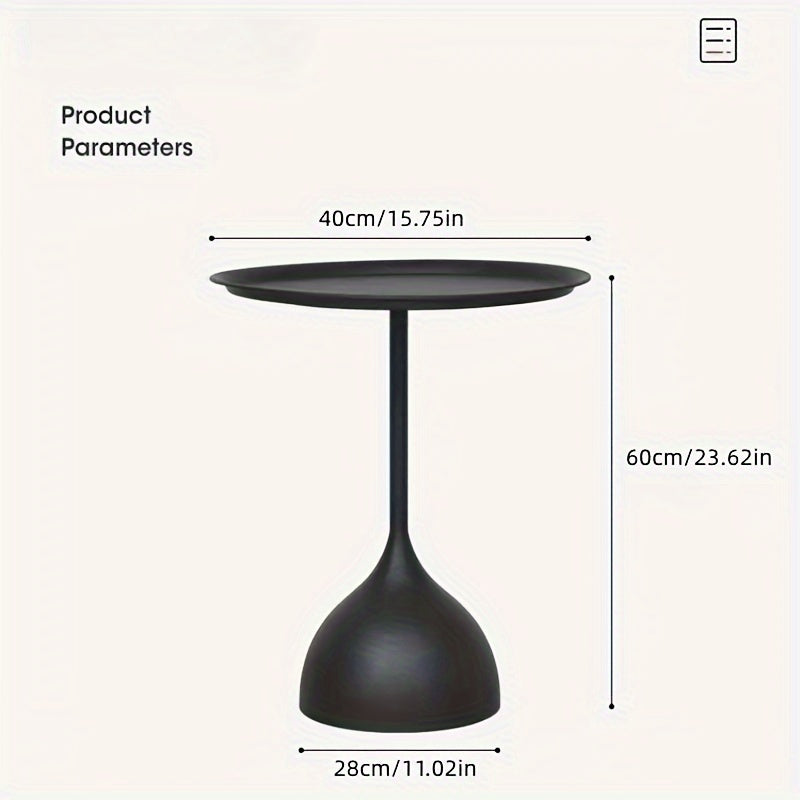 40cm Diameter Modern Nordic Small Coffee Table, Minimalist Cast Iron Side Table with Space-Saving Pedestal Base Metal Frame, No Electricity Needed for Living Room,