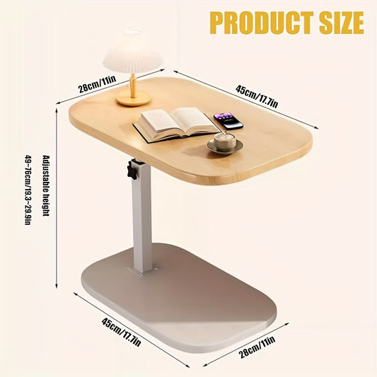 Adjustable Height & Rotating Side Table - Heavy-Duty Manual Lift Coffee Table with Sturdy Base, Space-Saving Compact Design for Living Room, Bedroom,