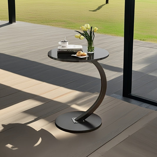 Modern Walnut-Colored Coffee table - Indoor\u002FOutdoor side table with Sturdy Metal frame, Lightweight & Space-Saving Design, Elegant Walnut Finish for Living Room,