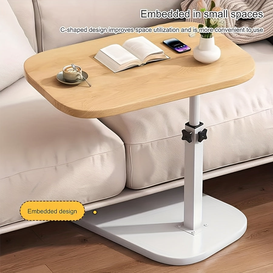 Adjustable Height & Rotating Side Table - Heavy-Duty Manual Lift Coffee Table with Sturdy Base, Space-Saving Compact Design for Living Room, Bedroom,