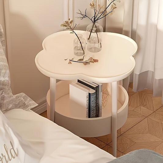 Elegant White Round Side Table with Storage Shelf - 2-Tier, Curved Design for Bedside, Living Room, or Office Use - Perfect Mother'S Day Gift,