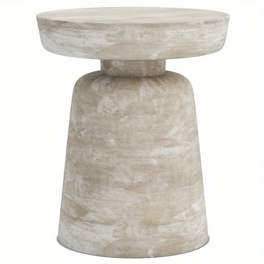 Stylish Accent Table for Living Room Bedroom, Distressed White Wash Finish, Lightweight Side Table with Sturdy Frame, Perfect for Home Decor.