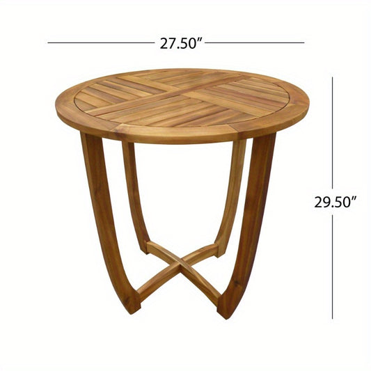 Outdoor Round Acacia Wood Accent Table, 27.5\
