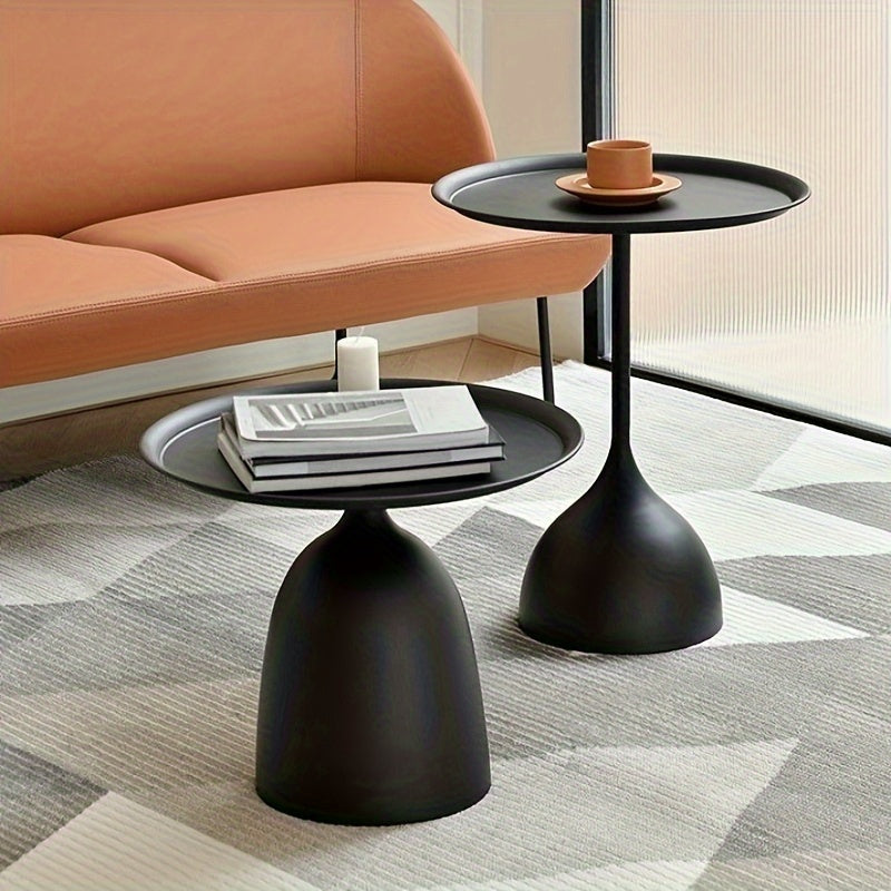 1pc Nordic-Inspired Minimalist Side Table - Creative Metal Design for Small Spaces, Perfect for Living Room Sofa & Bedroom, Landed Tray, Bedside Cabinet