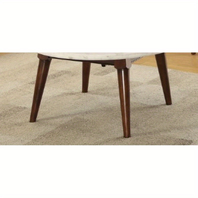 Gasha White Marble Top Walnut Finish Coffee Table