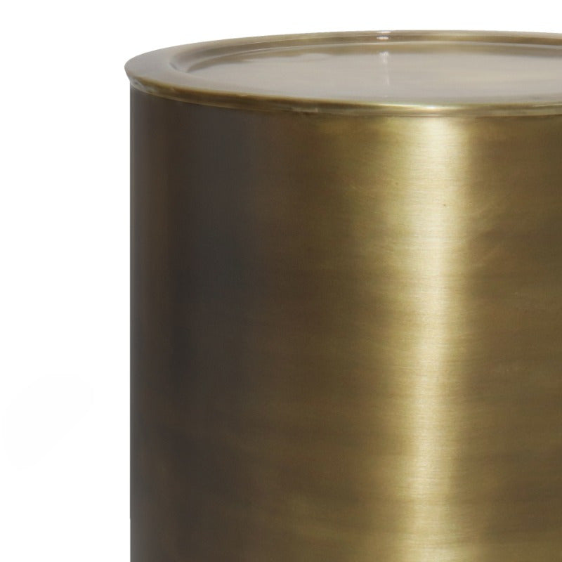 Corbin Antique Golden Metal Side Table - No Assembly Needed, Heavy-Duty Circular Base, Vintage Industrial\u002FClassic Decor for Living Room, Bedroom,