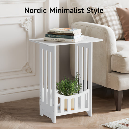 White Coffee Table with Storage - Scandinavian Minimalist Design & Child-Safe Rounded Edges, Easy Assembly,