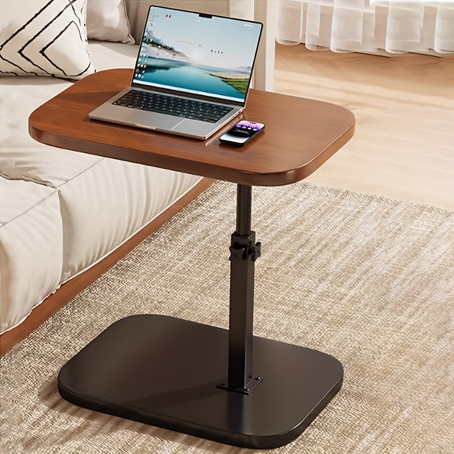 Adjustable Height & Rotating Side Table - Heavy-Duty Manual Lift Coffee Table with Sturdy Base, Space-Saving Compact Design for Living Room, Bedroom,