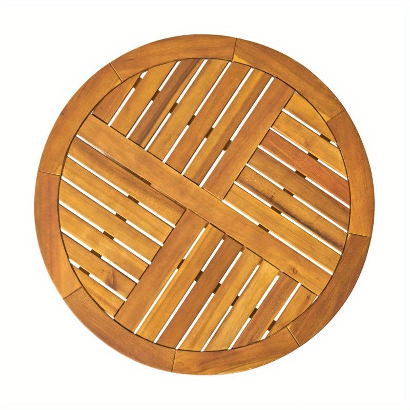 Outdoor Round Acacia Wood Accent Table, 27.5\