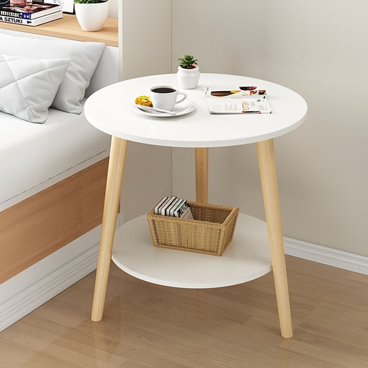 A White Single-layer Living Room Side Table. It Features A Modern Furniture Style And Is Suitable For Taking Photos In Cafes. It Is A Practical Table With A Metal Frame.