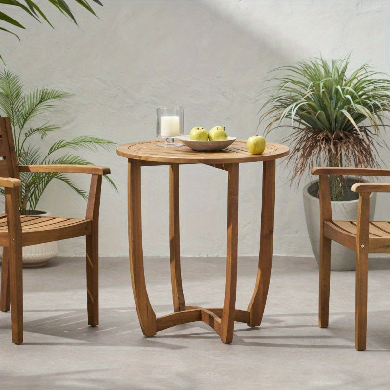 Outdoor Round Acacia Wood Accent Table, 27.5\
