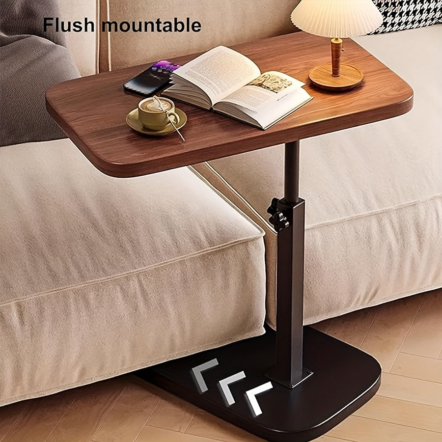 Adjustable Height & Rotating Side Table - Heavy-Duty Manual Lift Coffee Table with Sturdy Base, Space-Saving Compact Design for Living Room, Bedroom,