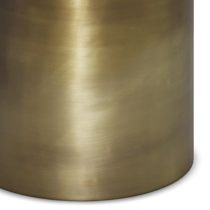 Corbin Antique Golden Metal Side Table - No Assembly Needed, Heavy-Duty Circular Base, Vintage Industrial\u002FClassic Decor for Living Room, Bedroom,