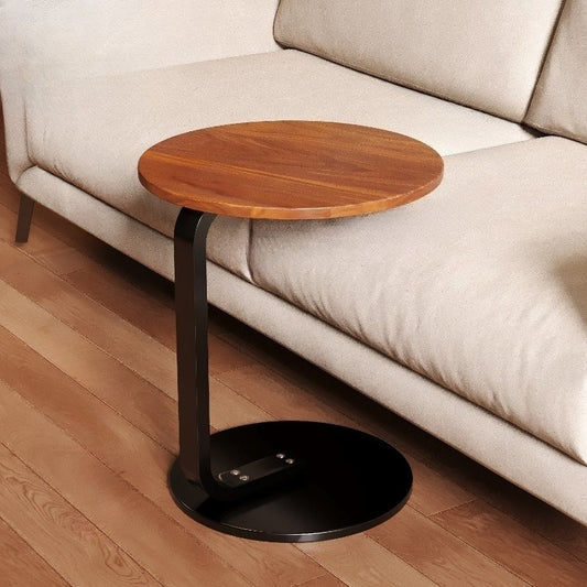 Modern Round Side Table - Compact Accent Table with Sturdy Hardwood (MDF Construction), Space-Saving Design, Easy-to-Move for Living Room, Bedroom,