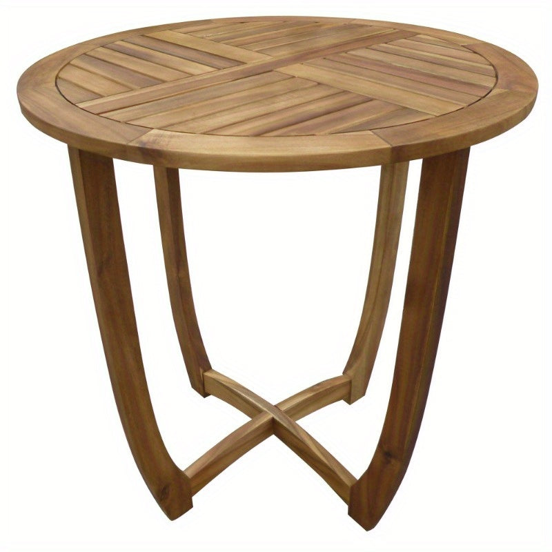 Outdoor Round Acacia Wood Accent Table, 27.5\