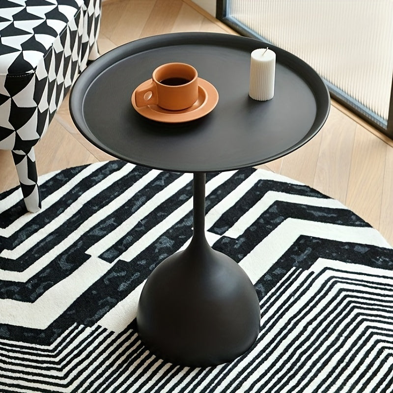 1pc Nordic-Inspired Minimalist Side Table - Creative Metal Design for Small Spaces, Perfect for Living Room Sofa & Bedroom, Landed Tray, Bedside Cabinet
