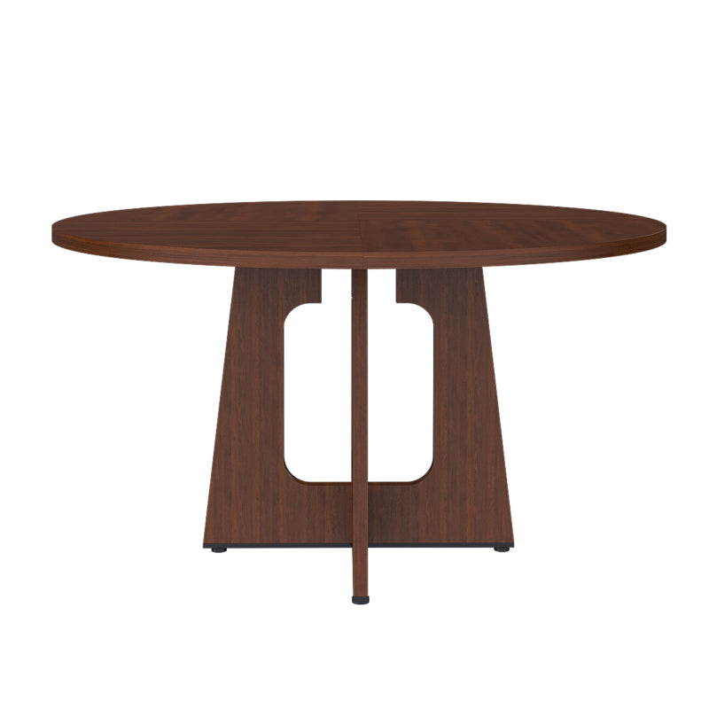 47 Inch Round Dining Table for 4-6 People - Modern Farmhouse Style MDF Wood Grain Finish Black Table with Adjustable Leveling Feet & Slip-Resistant Base,