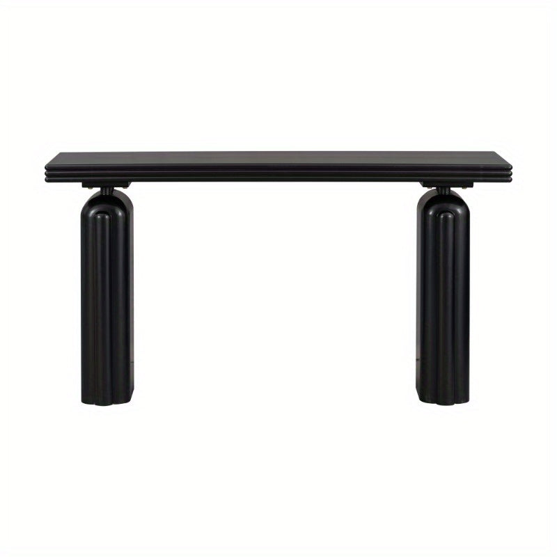 U_STYLE Modern Minimalist Entryway Table - No Assembly Needed Console Table with, Matte Black Finish, Non-Wood Construction for Living Room, Hallway,
