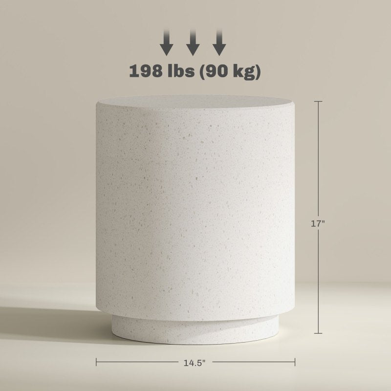 HOMCOM Modern Round Side Table, Lightweight Cream White with Terrazzo Finish, Adjustable Feet for Stability, Perfect for Indoor\u002FOutdoor Spaces