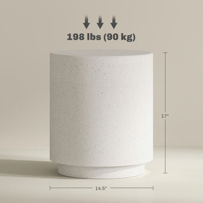HOMCOM Modern Round Side Table, Lightweight Cream White with Terrazzo Finish, Adjustable Feet for Stability, Perfect for Indoor\u002FOutdoor Spaces