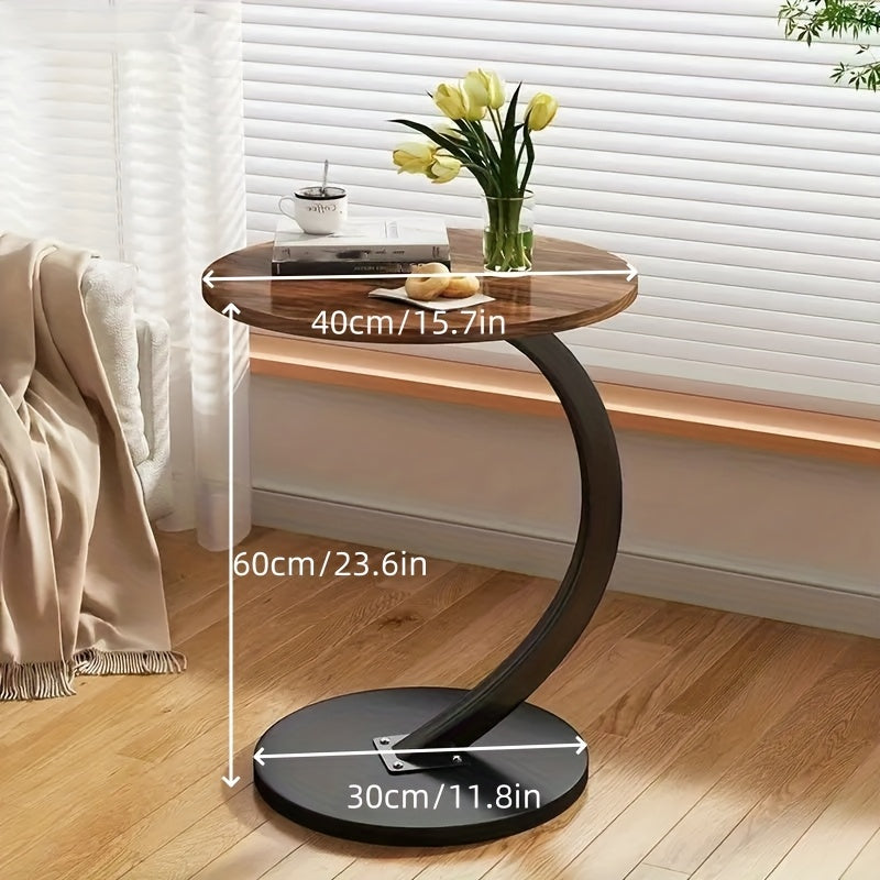 Modern Walnut-Colored Coffee table - Indoor\u002FOutdoor side table with Sturdy Metal frame, Lightweight & Space-Saving Design, Elegant Walnut Finish for Living Room,