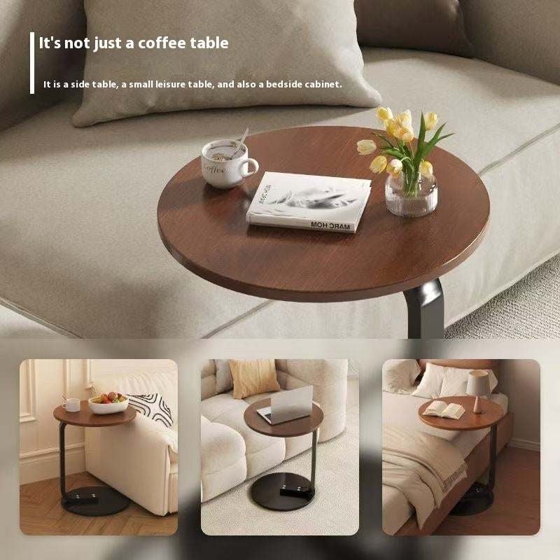 Modern Round Side Table - Compact Accent Table with Sturdy Hardwood (MDF Construction), Space-Saving Design, Easy-to-Move for Living Room, Bedroom,