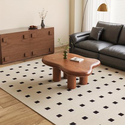 Modern Walnut Coffee Table with Cloud-Inspired Irregular Design - Lightweight Engineered Wood, 4-Legged Compact Center Table for Living Room & Bedroom,