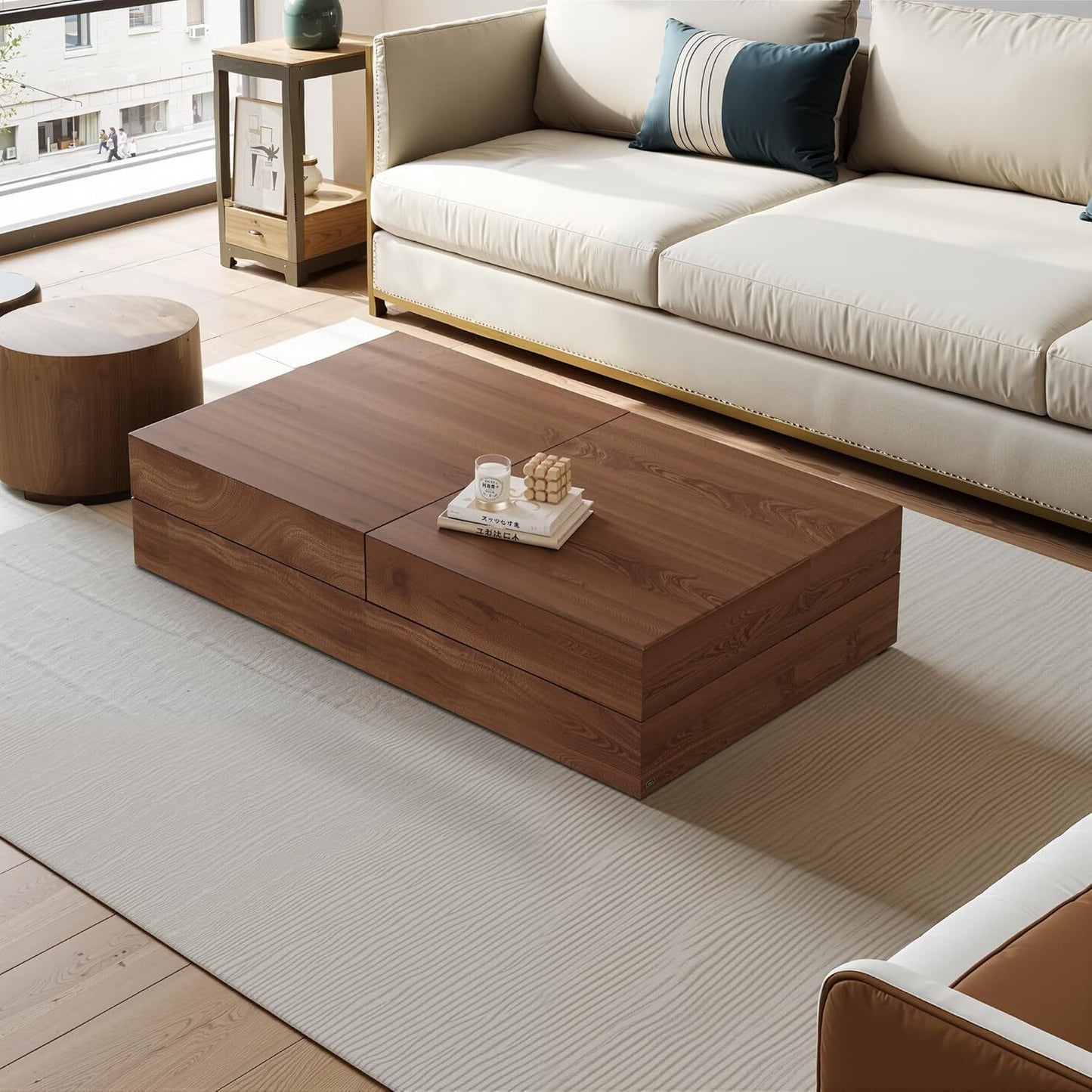 Mid-Century Modern Farmhouse Expandable Coffee Table - Adjustable 47, 2-81, 8\