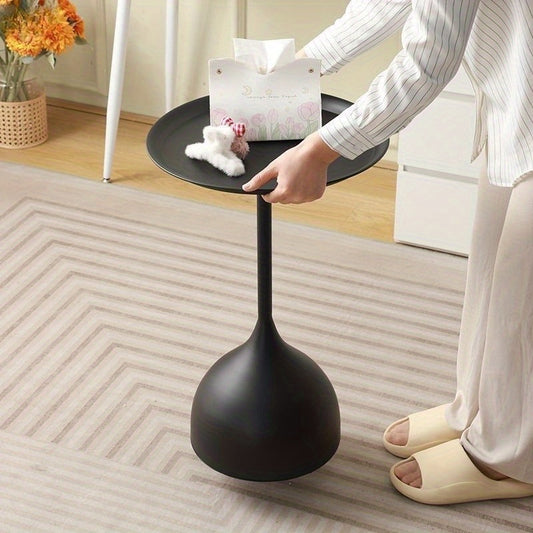 1pc Nordic-Inspired Minimalist Side Table - Creative Metal Design for Small Spaces, Perfect for Living Room Sofa & Bedroom, Landed Tray, Bedside Cabinet