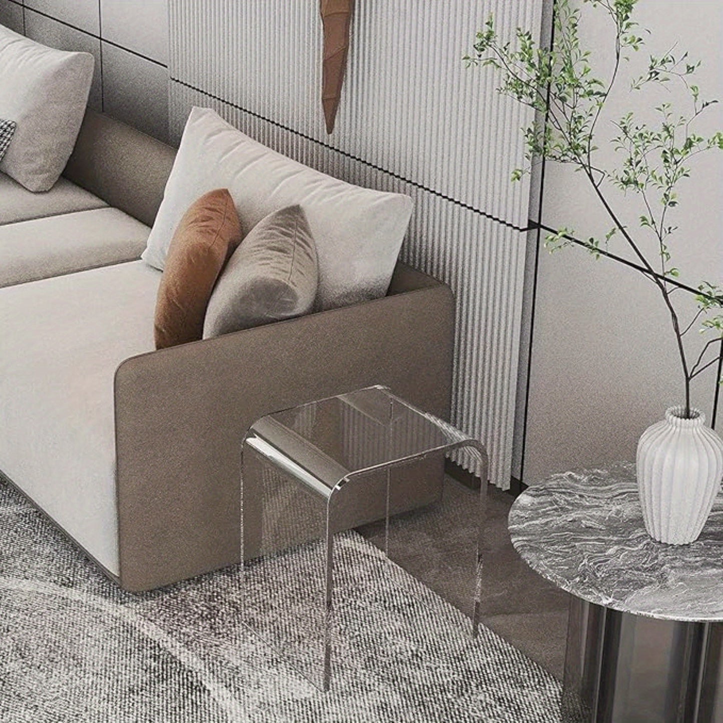Acrylic End Table Set of 2, Clear Lucite Coffee Table, Contemporary Square Nightstand and Side Table for Living Room, Bathroom, Bedroom and Office