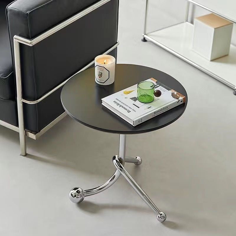 Black Nordic Side Table Round Black Nordic-Inspired Side Table - Versatile for Living Room, Bedroom, or Office Chic