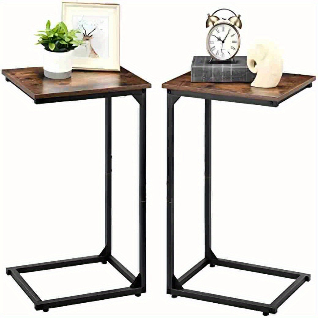 Sofa side table, C shape sofa snack table, bedroom bedside table, sofa coffee table table, can slide into the sofa below, suitable for living room, bedroom