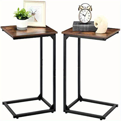 Sofa side table, C shape sofa snack table, bedroom bedside table, sofa coffee table table, can slide into the sofa below, suitable for living room, bedroom