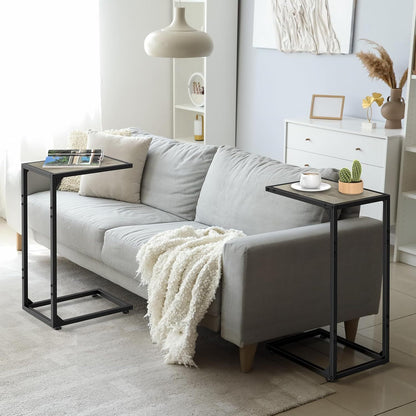Sofa side table, C shape sofa snack table, bedroom bedside table, sofa coffee table table, can slide into the sofa below, suitable for living room, bedroom