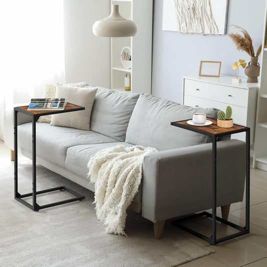 Sofa side table, C shape sofa snack table, bedroom bedside table, sofa coffee table table, can slide into the sofa below, suitable for living room, bedroom