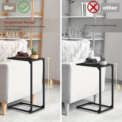 Sofa side table, C shape sofa snack table, bedroom bedside table, sofa coffee table table, can slide into the sofa below, suitable for living room, bedroom