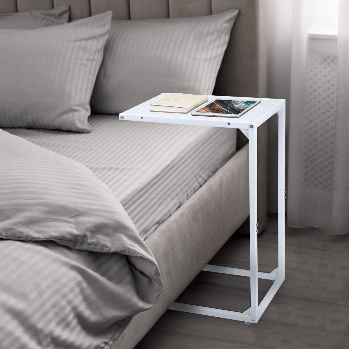 Sofa side table, C shape sofa snack table, bedroom bedside table, sofa coffee table table, can slide into the sofa below, suitable for living room, bedroom