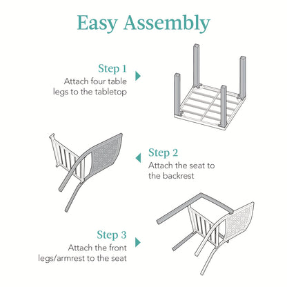 GAOMON 3pcs Bistro Set, Outdoor Bistro Set, Stackable Metal Square Table And Chairs, Small Conversation Set Patio Furniture for Backyard, Deck, Balcony, Patio, Pool