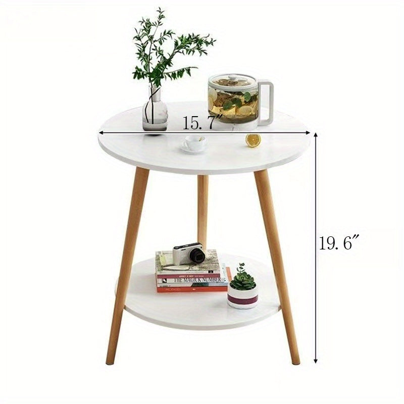 A White Single-layer Living Room Side Table. It Features A Modern Furniture Style And Is Suitable For Taking Photos In Cafes. It Is A Practical Table With A Metal Frame.