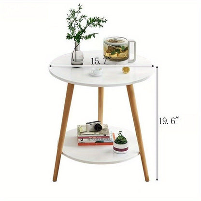 A White Single-layer Living Room Side Table. It Features A Modern Furniture Style And Is Suitable For Taking Photos In Cafes. It Is A Practical Table With A Metal Frame.