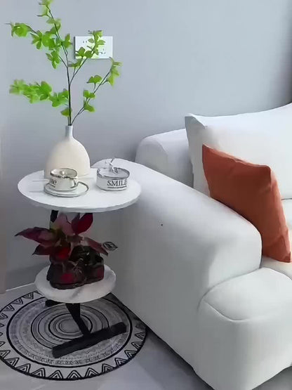 Simple Luxury Solid Wood Circular Coffee Table - Modern Double-Layer Sofa Side Cabinet, Creative Lightweight Luxury Side Table,