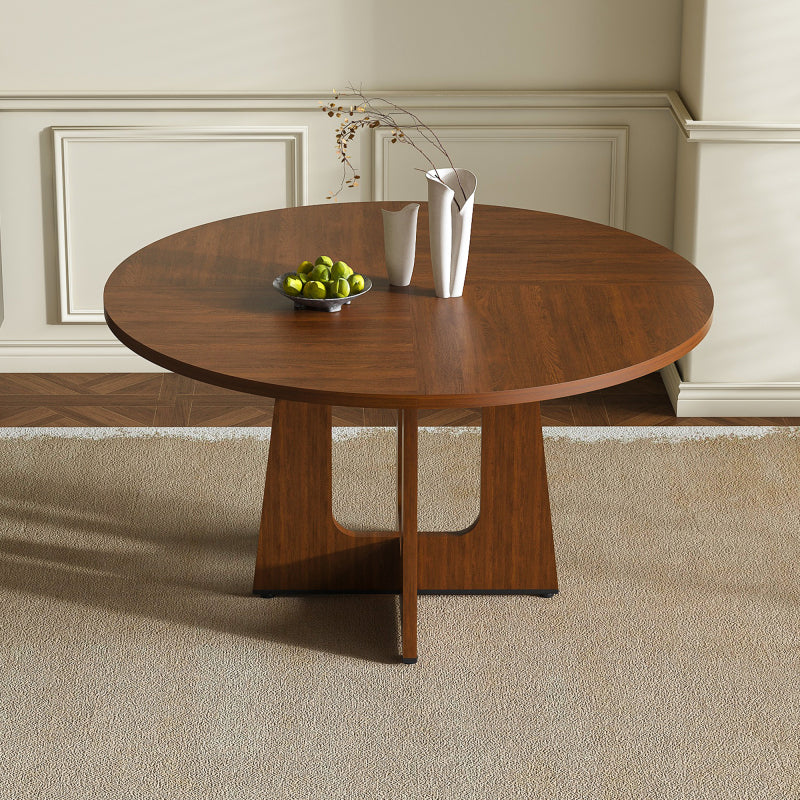 47 Inch Round Dining Table for 4-6 People - Modern Farmhouse Style MDF Wood Grain Finish Black Table with Adjustable Leveling Feet & Slip-Resistant Base,