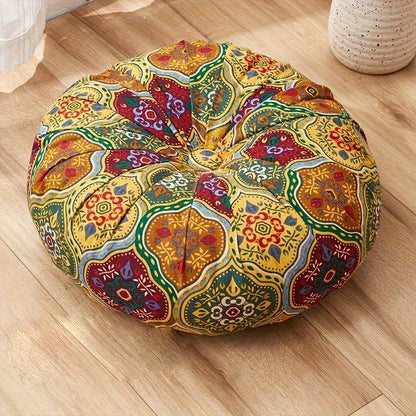 Bohemian Round Cushion Bohemian Ethnic Fabric Round Thick Cushion | Yoga Mat Floor Pillow for Office, Car, Living Room, Home Decor Seat Pad, Meditation Mat