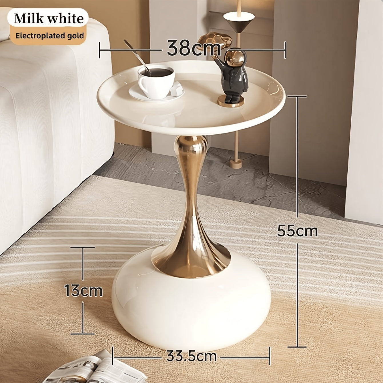 This Is a Special Gift That Can Be Given to Family And Friends. Handmade White Round Table Coffee Table, Creative Side Cabinet, Living Room Sofa Side Table,