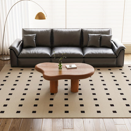Modern Walnut Coffee Table with Cloud-Inspired Irregular Design - Lightweight Engineered Wood, 4-Legged Compact Center Table for Living Room & Bedroom,
