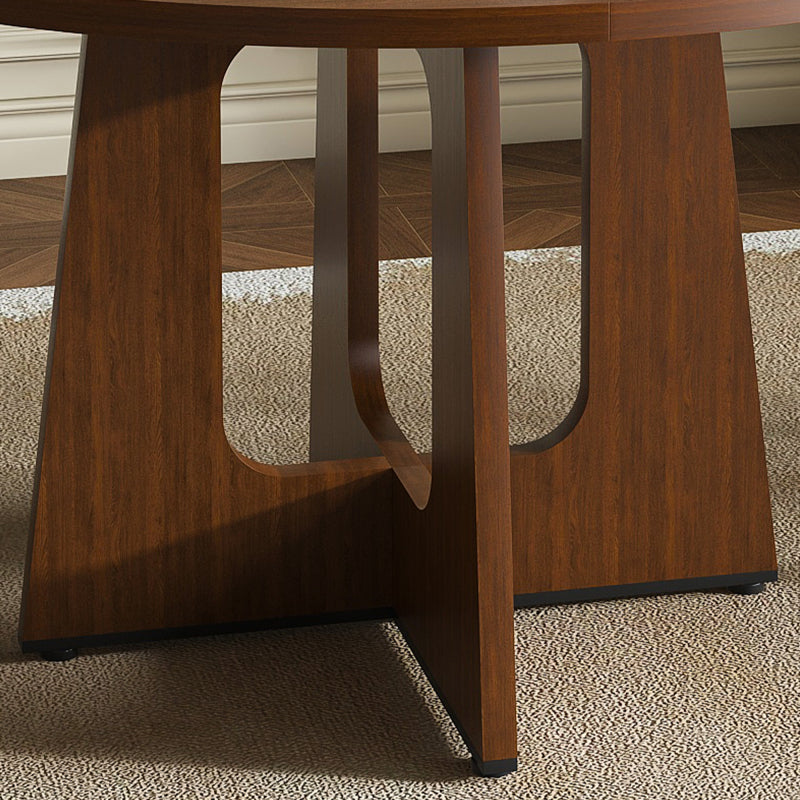 47 Inch Round Dining Table for 4-6 People - Modern Farmhouse Style MDF Wood Grain Finish Black Table with Adjustable Leveling Feet & Slip-Resistant Base,