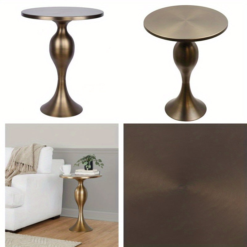 LumiSource Grandview Gallery Ashland 24 Modern Metal Side Table - Matte Golden Bronze, No Assembly Needed, Sturdy Accent Table for Living Room, Bedroom,