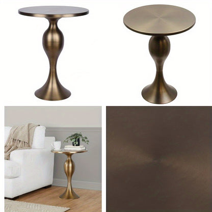 LumiSource Grandview Gallery Ashland 24 Modern Metal Side Table - Matte Golden Bronze, No Assembly Needed, Sturdy Accent Table for Living Room, Bedroom,